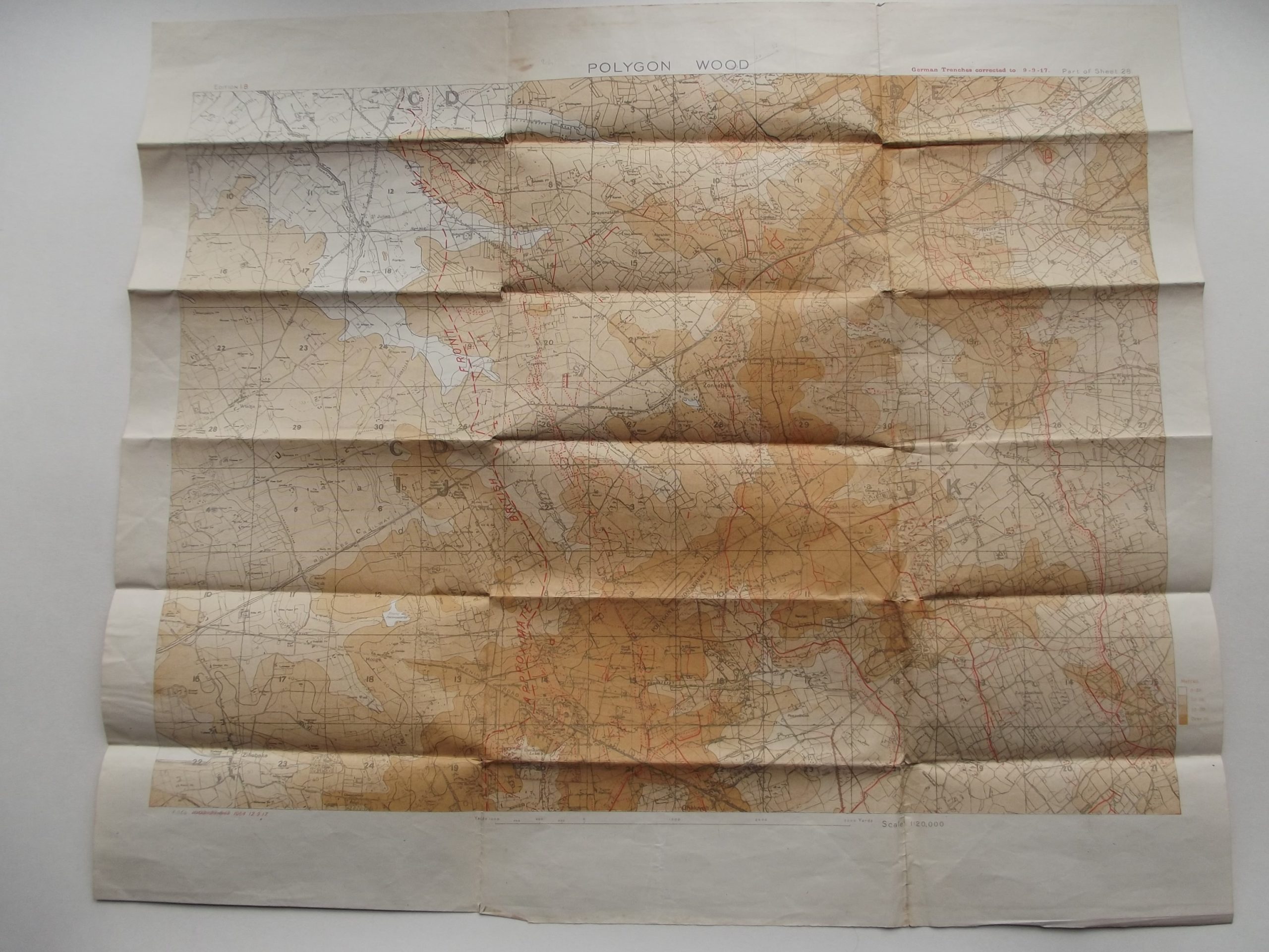 WW1 TRENCH MAP POLYGON WOOD DATED 9/9/17
