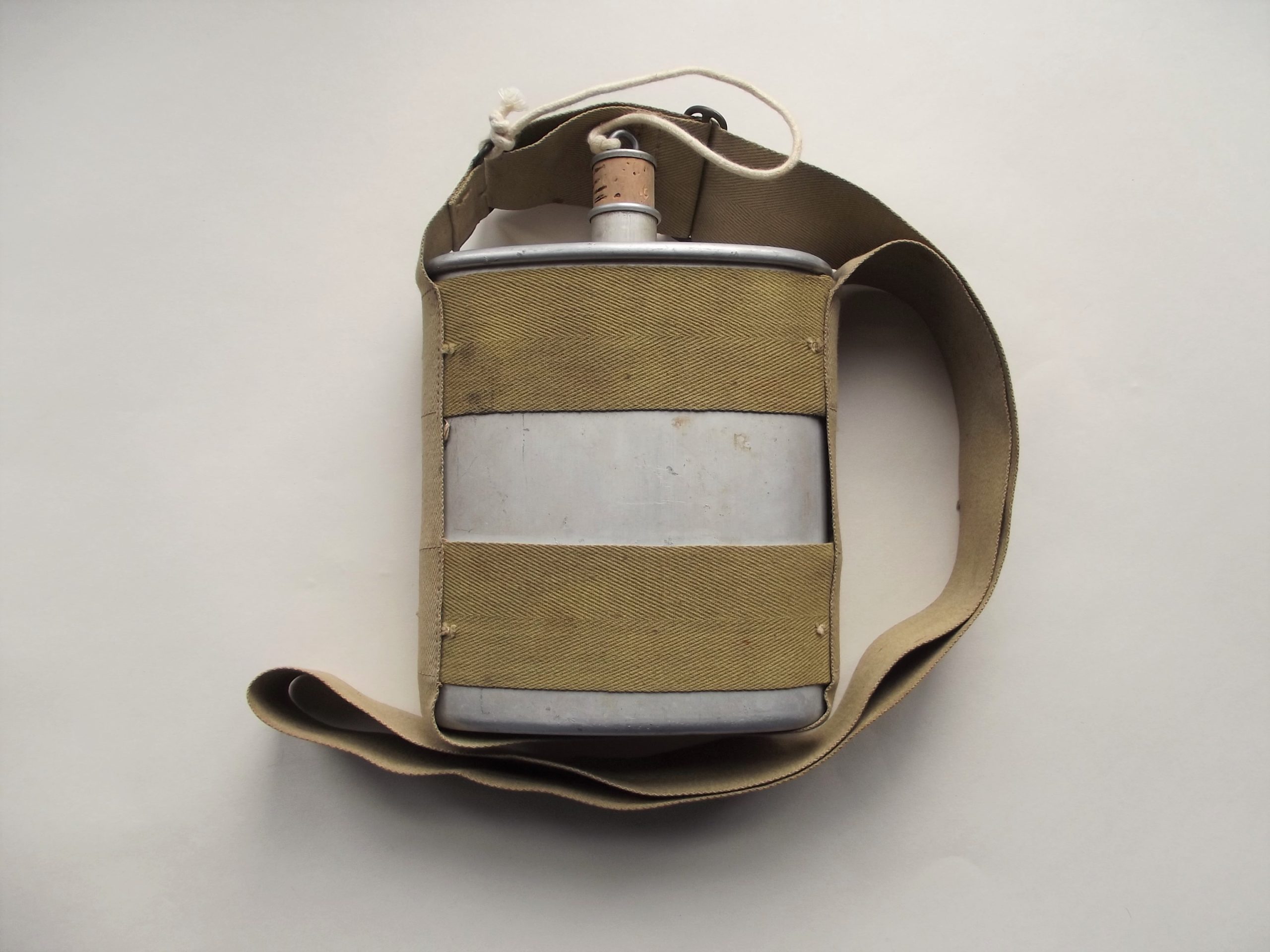 WW2 A.R.P ALUMINIUM WATERBOTTLE & WEBBING CARRIER