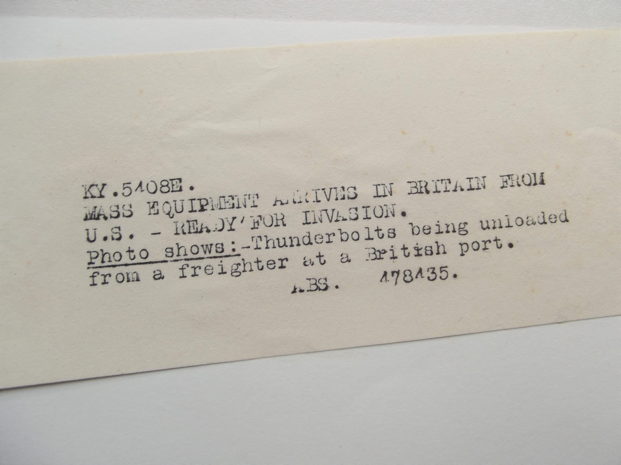 WW2 BRITISH OFFICIAL PHOTOGRAPH THUNDERBOLT LEND LEASE USA