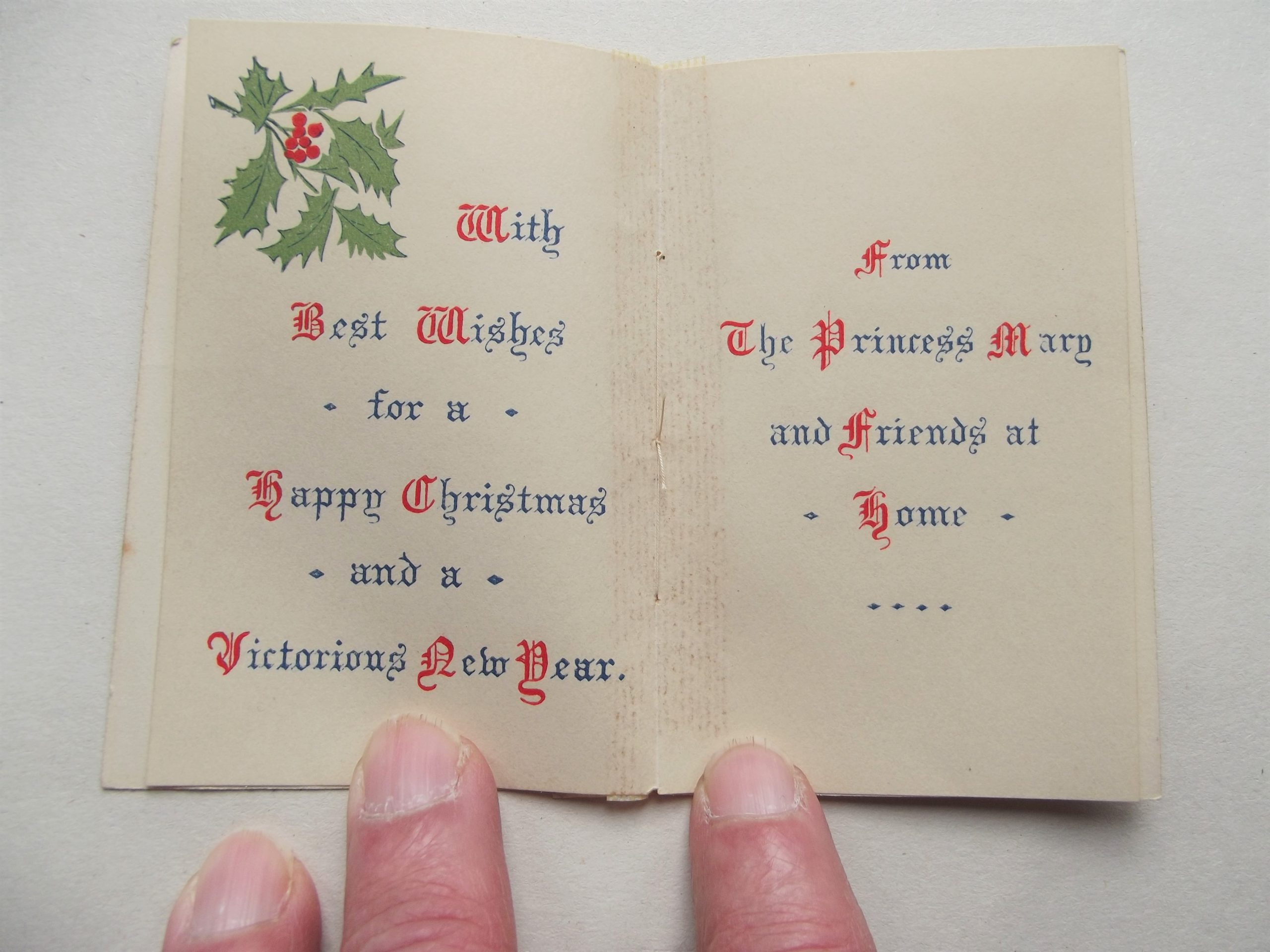 WW1 PRINCESS MARY CHRISTMAS CARD 1914