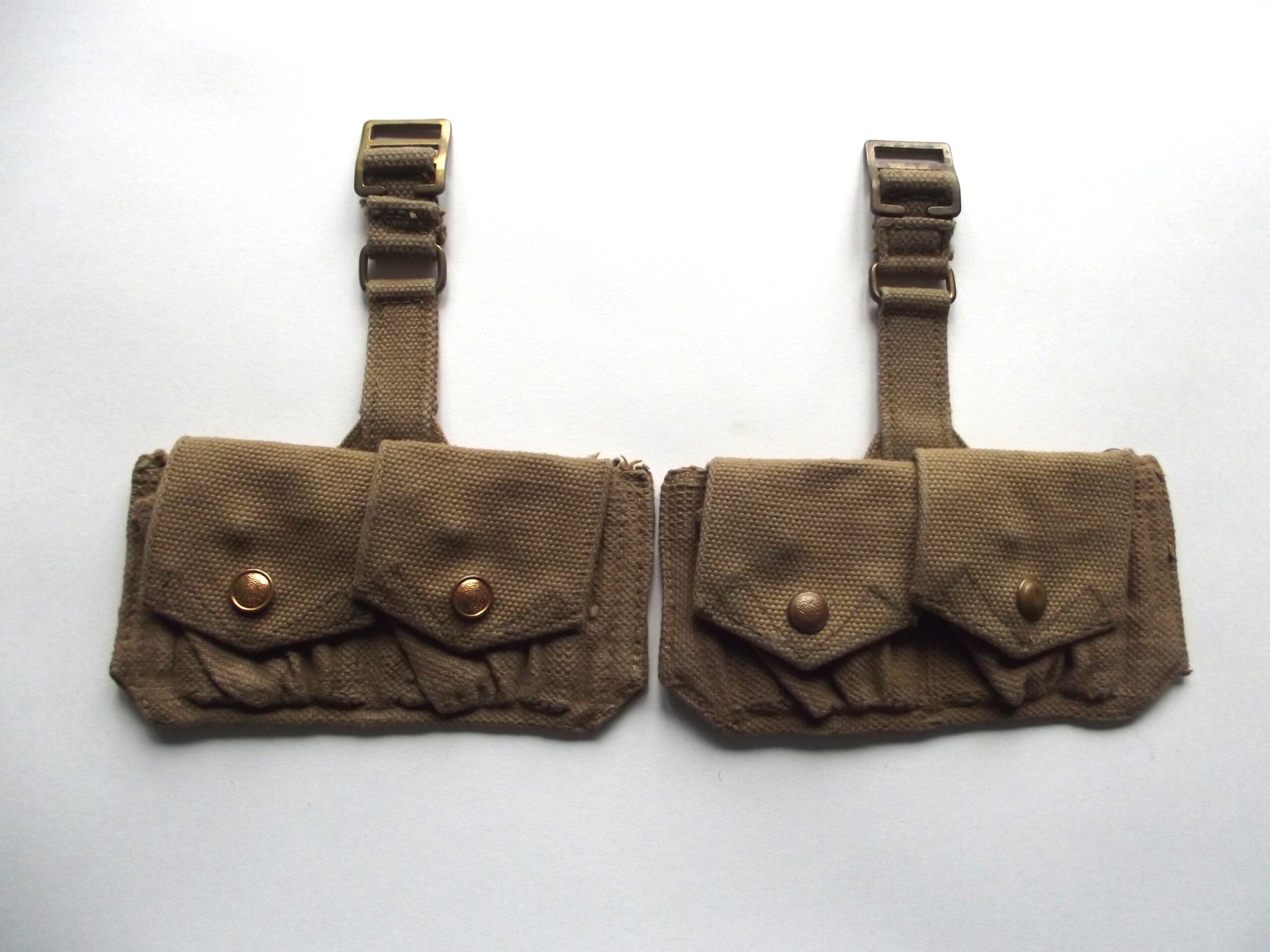 WW2 37 PTN WEBBING AMMUNITION POUCHES DATED 1942 M.W & S LTD
