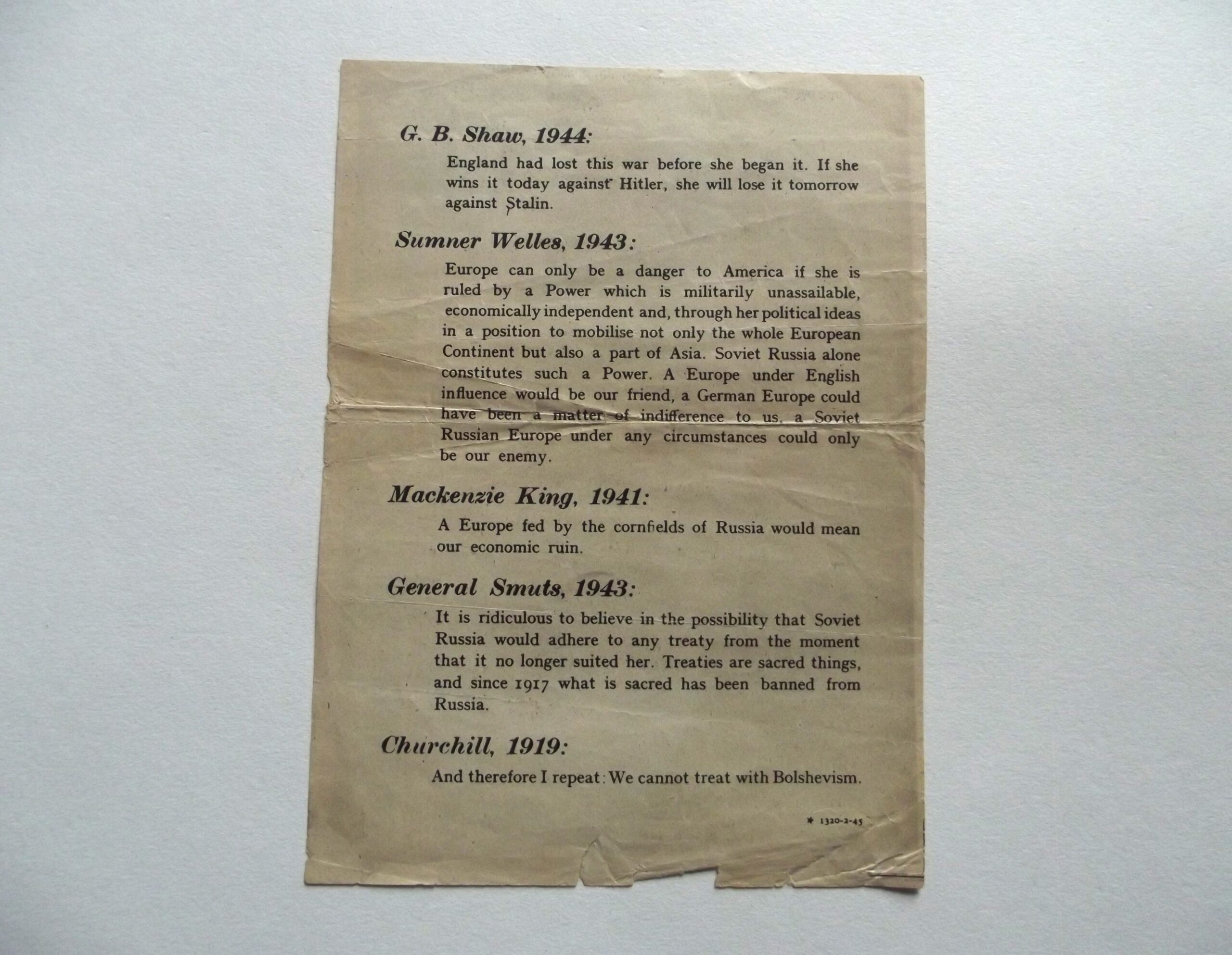 WW2 GERMAN PROPAGANDA DROP LEAFLET C1945