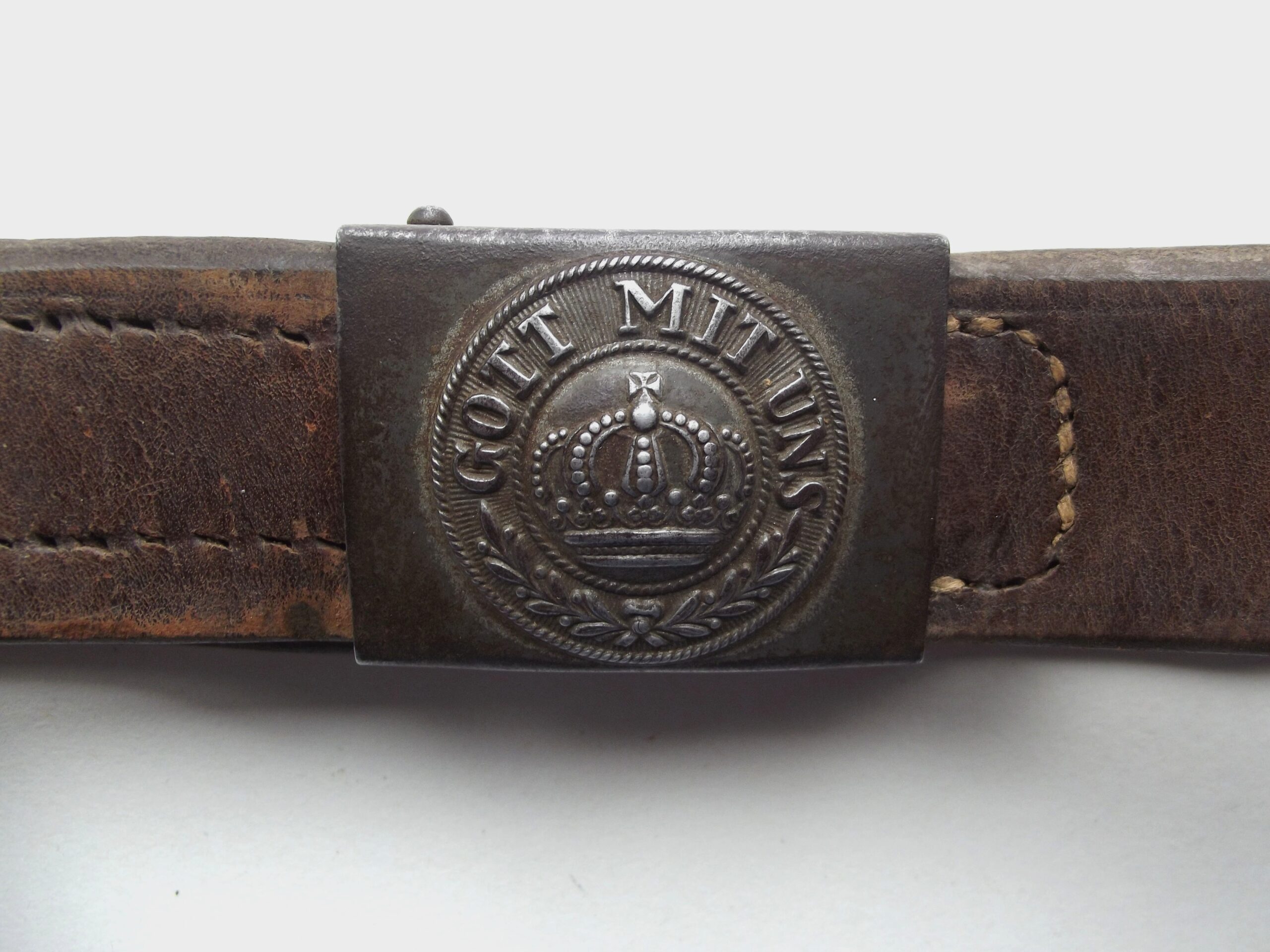 WW1 IMPERIAL GERMAN ARMY PRUSSIAN BELT BUCKLE & LEATHER BELT