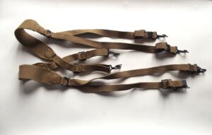 WW2 AMERICAN M1936 BRITISH MADE WEBBING SUSPENDERS DATED 1943