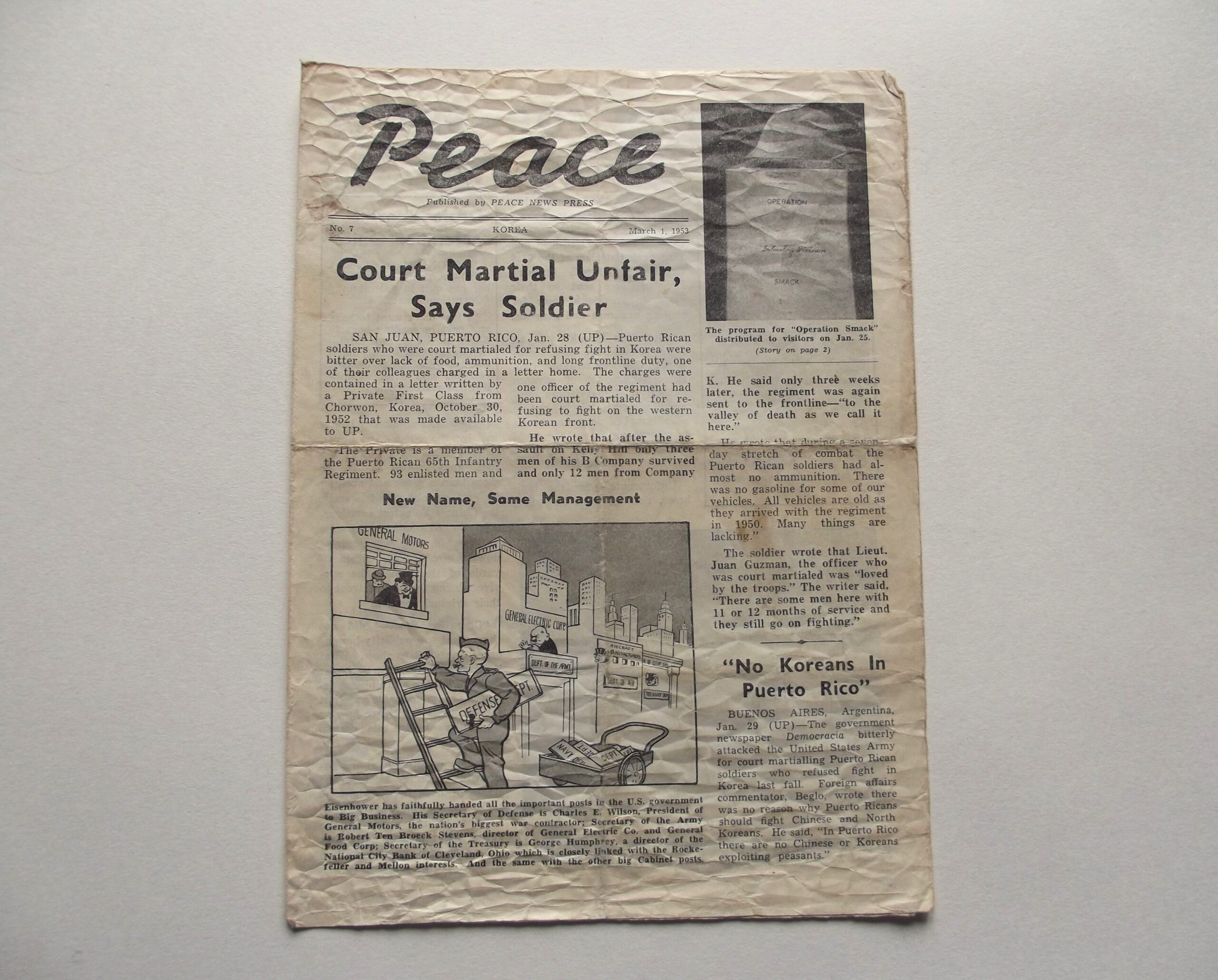 PEACE NEWS PRESS PAPER DATED 1953 No 7