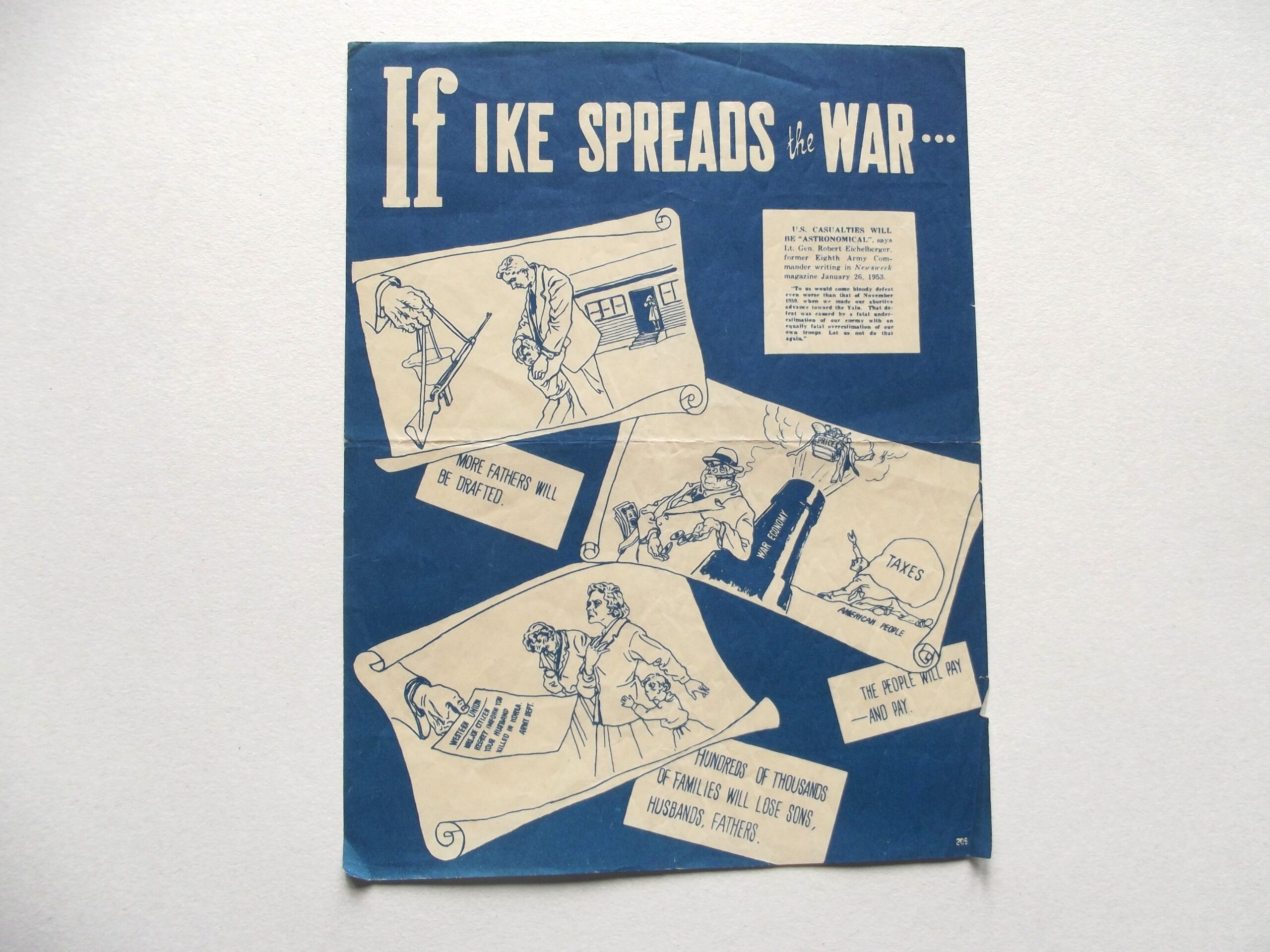 KOREAN WAR PROPAGANDA LEAFLET IF IKE SPREADS THE WAR