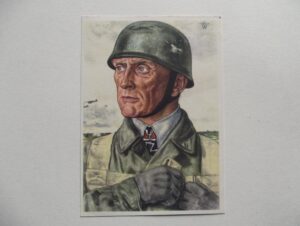 WW2 GERMAN WOLFGANG WILRICH POSTCARD COLONEL BRAUER FALLSCHIRMJAGER
