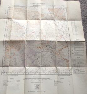 WW1 CLOTH BACKED MAP SINAI EL KOSSAIMA DATED 1914
