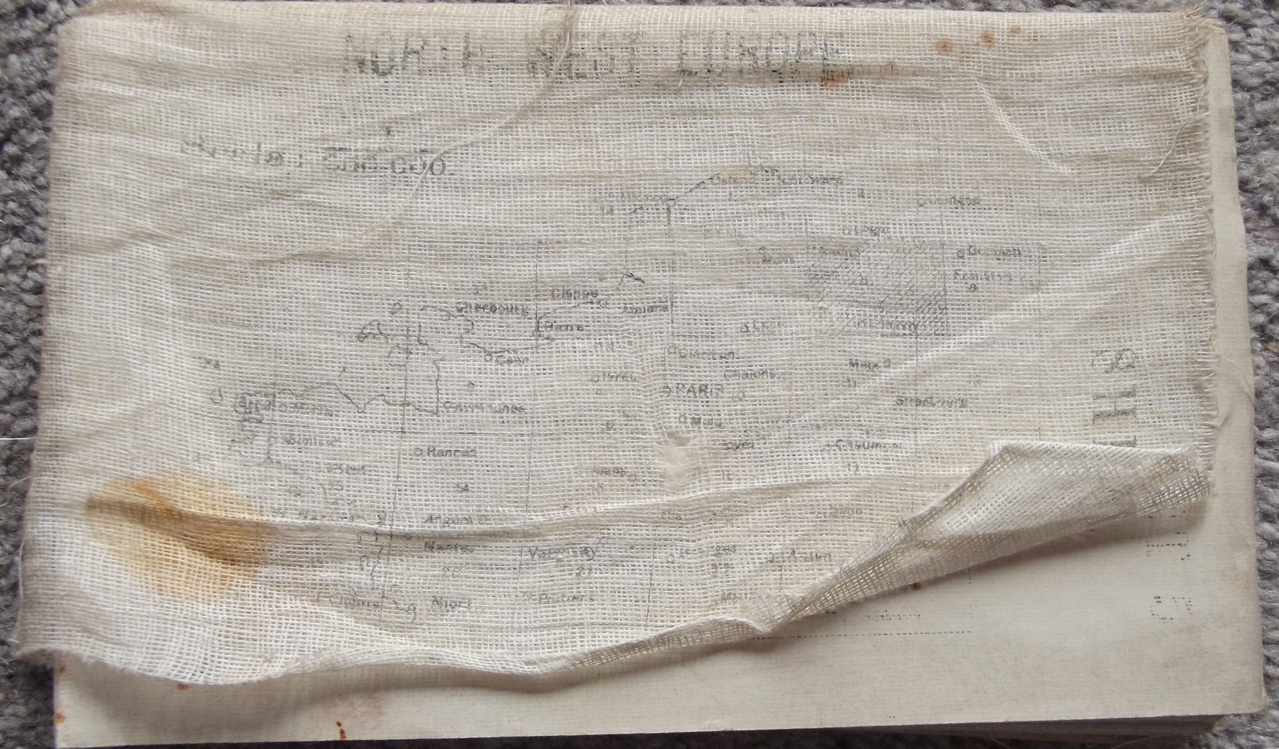 WW1 CLOTH BACKED MAP NORTH WEST EUROPE DATED 1916