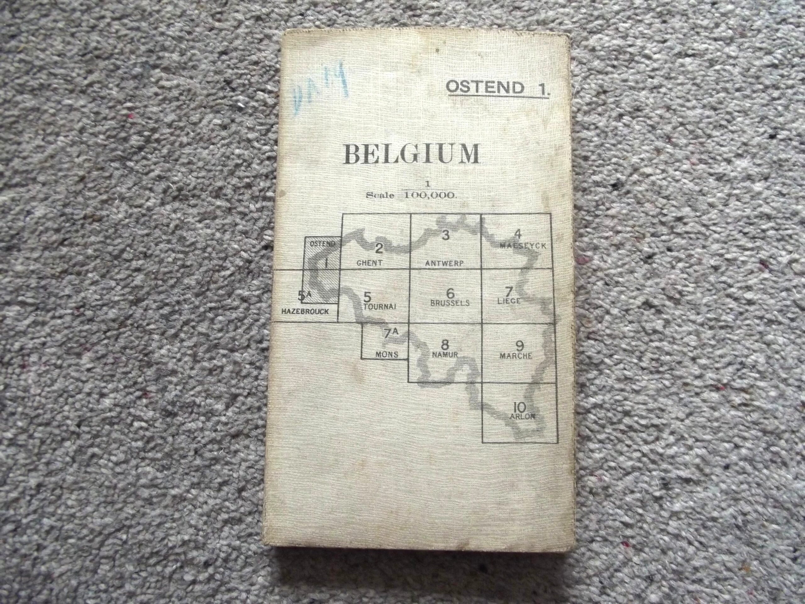 WW1 CLOTH BACKED MAP BELGIUM OSTEND DATED 1911