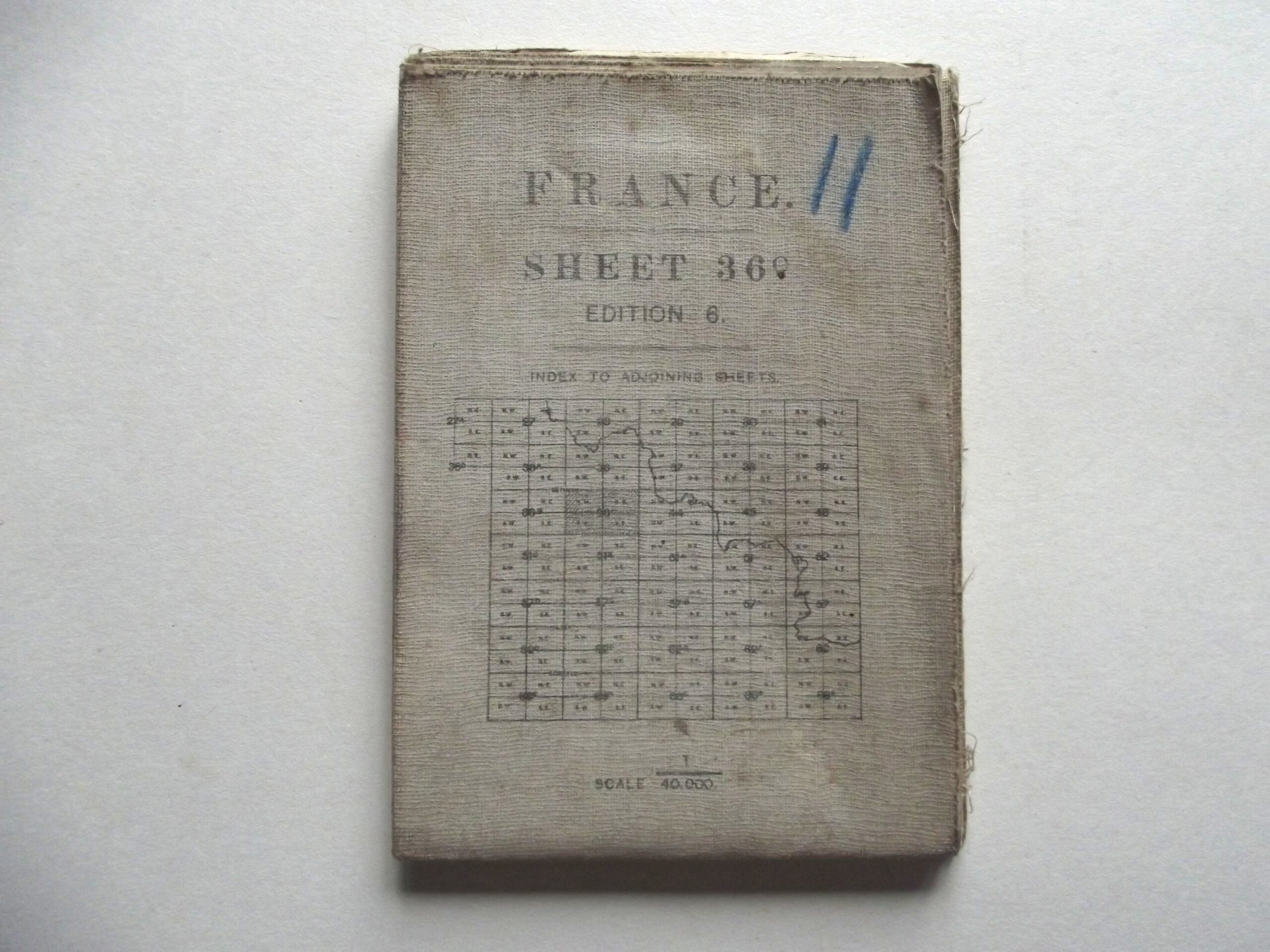 WW1 CLOTH BACKED MAP OF FRANCE SHEET 36C EDITION 6 DATED 1917