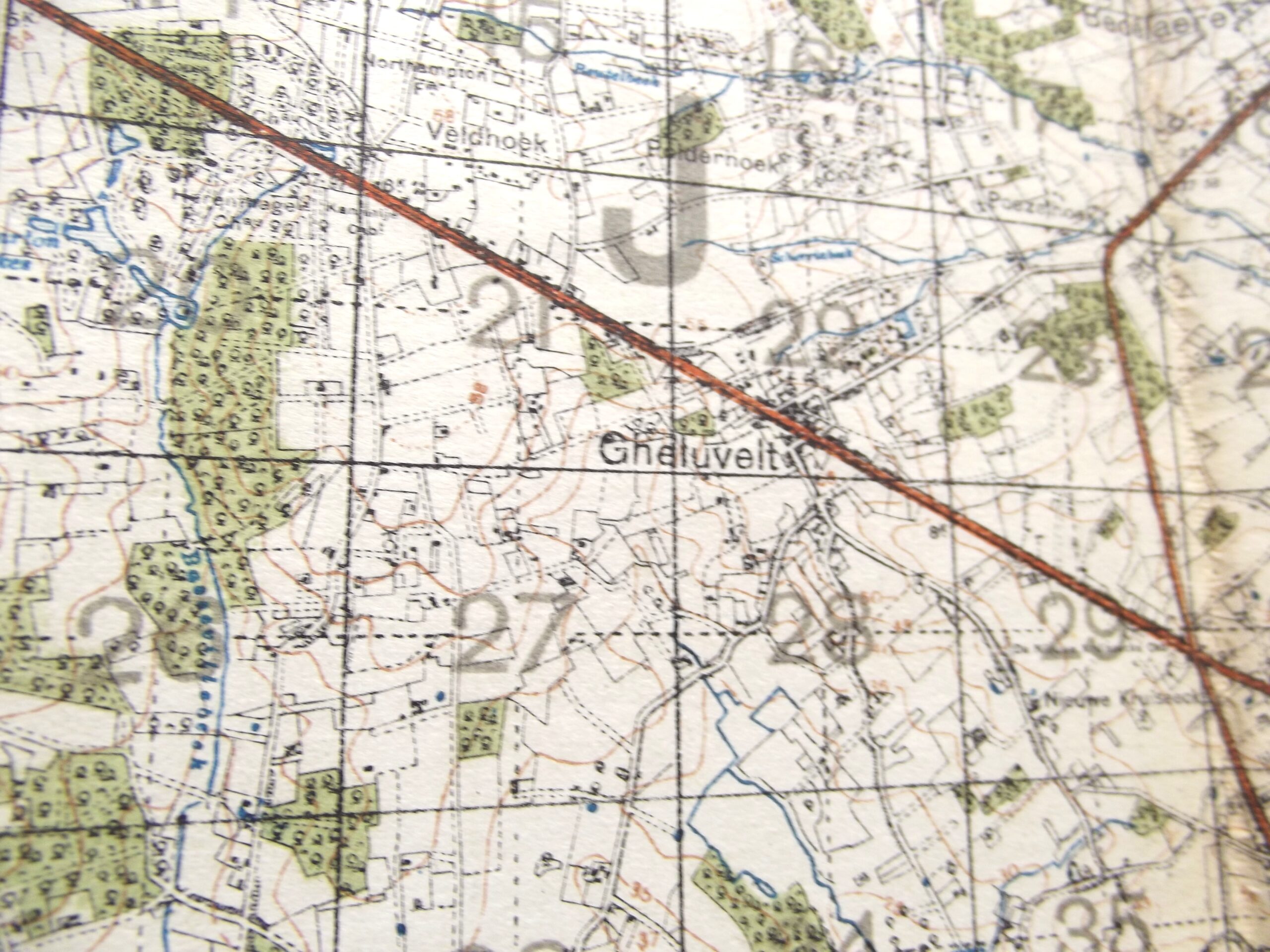 WW1 CLOTH BACKED MAP OF BELGIUM & FRANCE SHEET 28 EDITION 3 DATED 1916