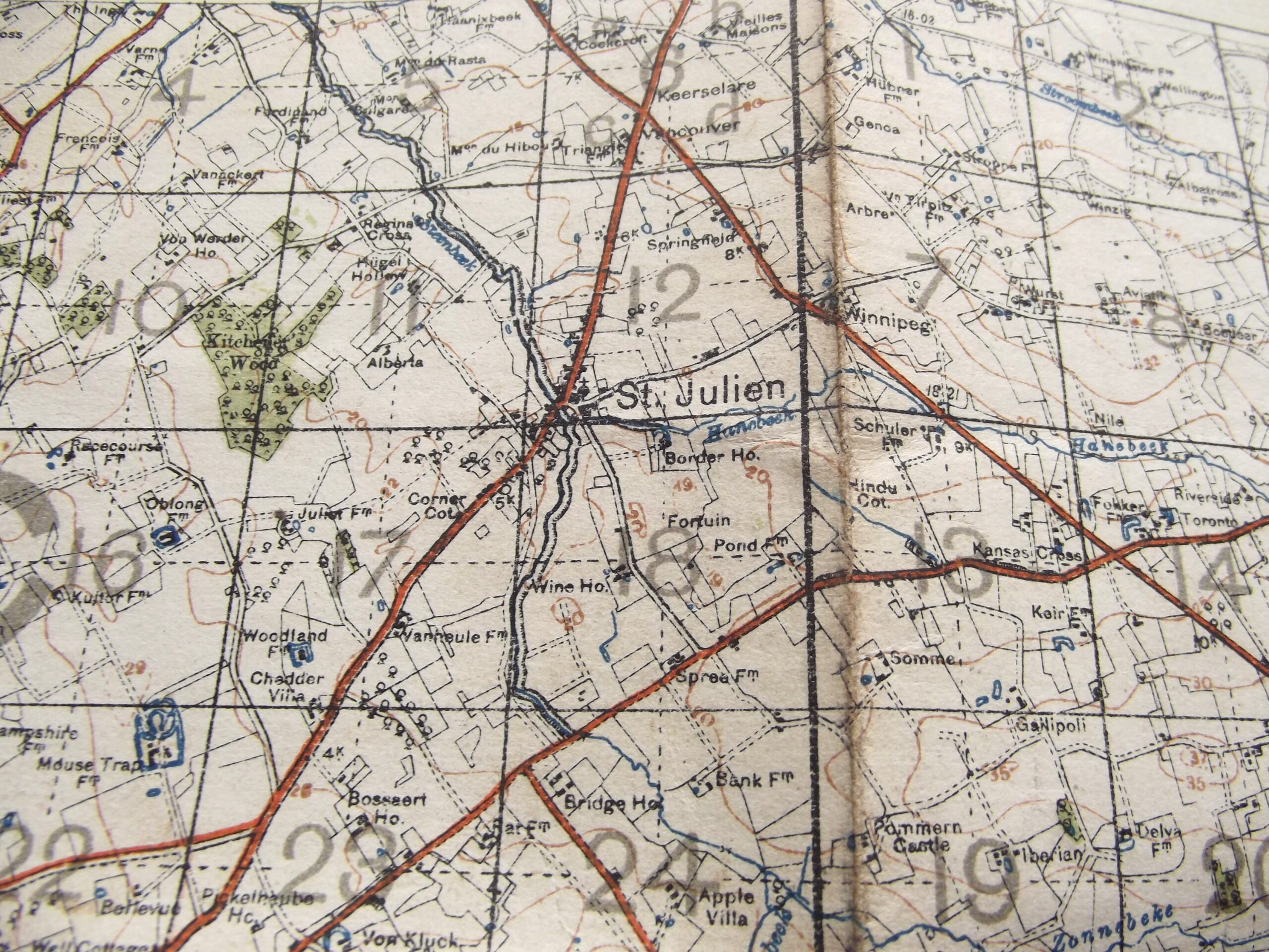 WW1 CLOTH BACKED MAP OF BELGIUM & FRANCE SHEET 28 EDITION 3 DATED 1916
