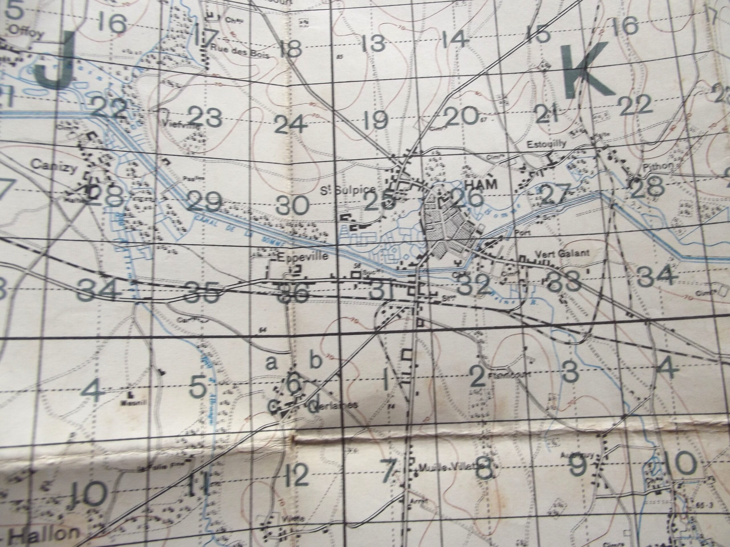 WW1 CLOTH BACKED MAP OF FRANCE SHEET 66D 1ST EDITION DATED 1917
