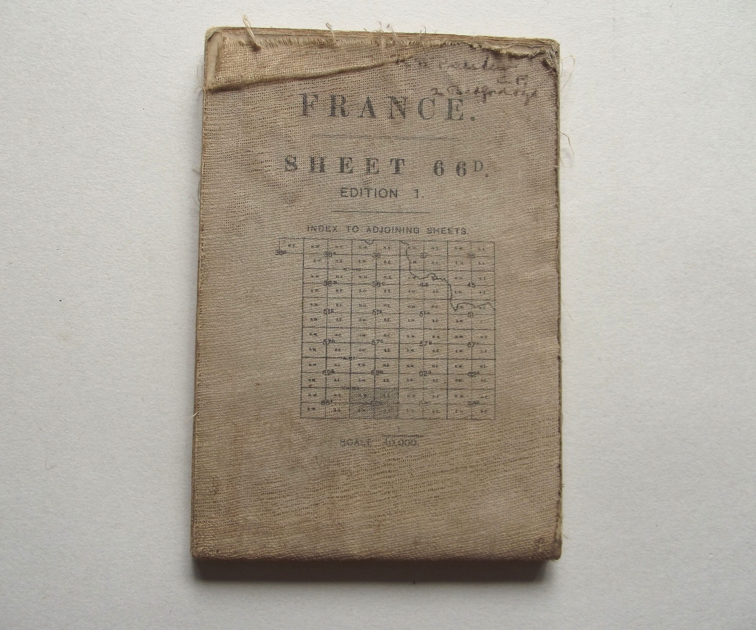 WW1 CLOTH BACKED MAP OF FRANCE SHEET 66D 1ST EDITION DATED 1917