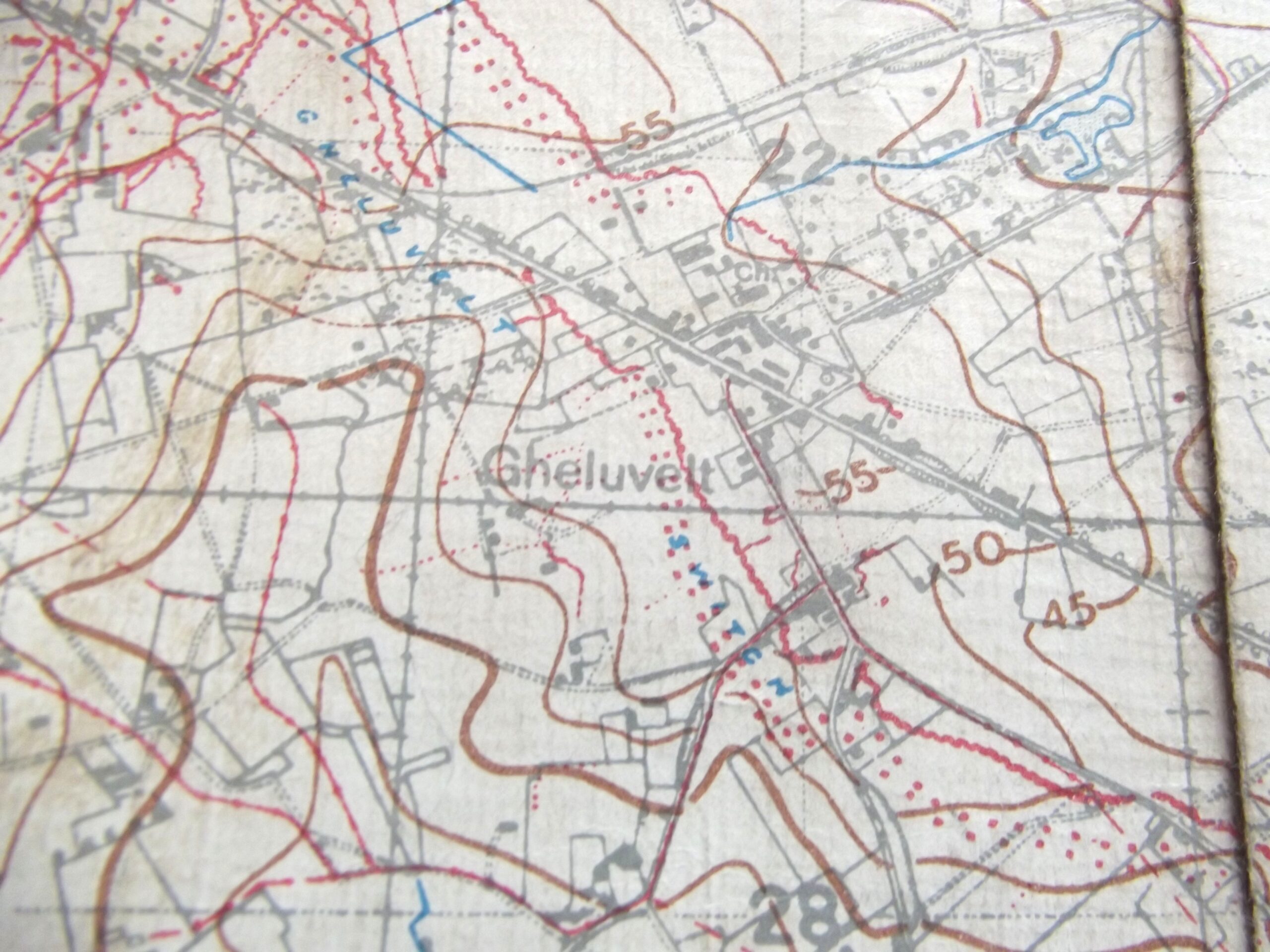 WW1 CLOTH BACKED TRENCH MAP OF BELGIUM SHEET 28 N.E EDITION 6A DATED JULY 1917