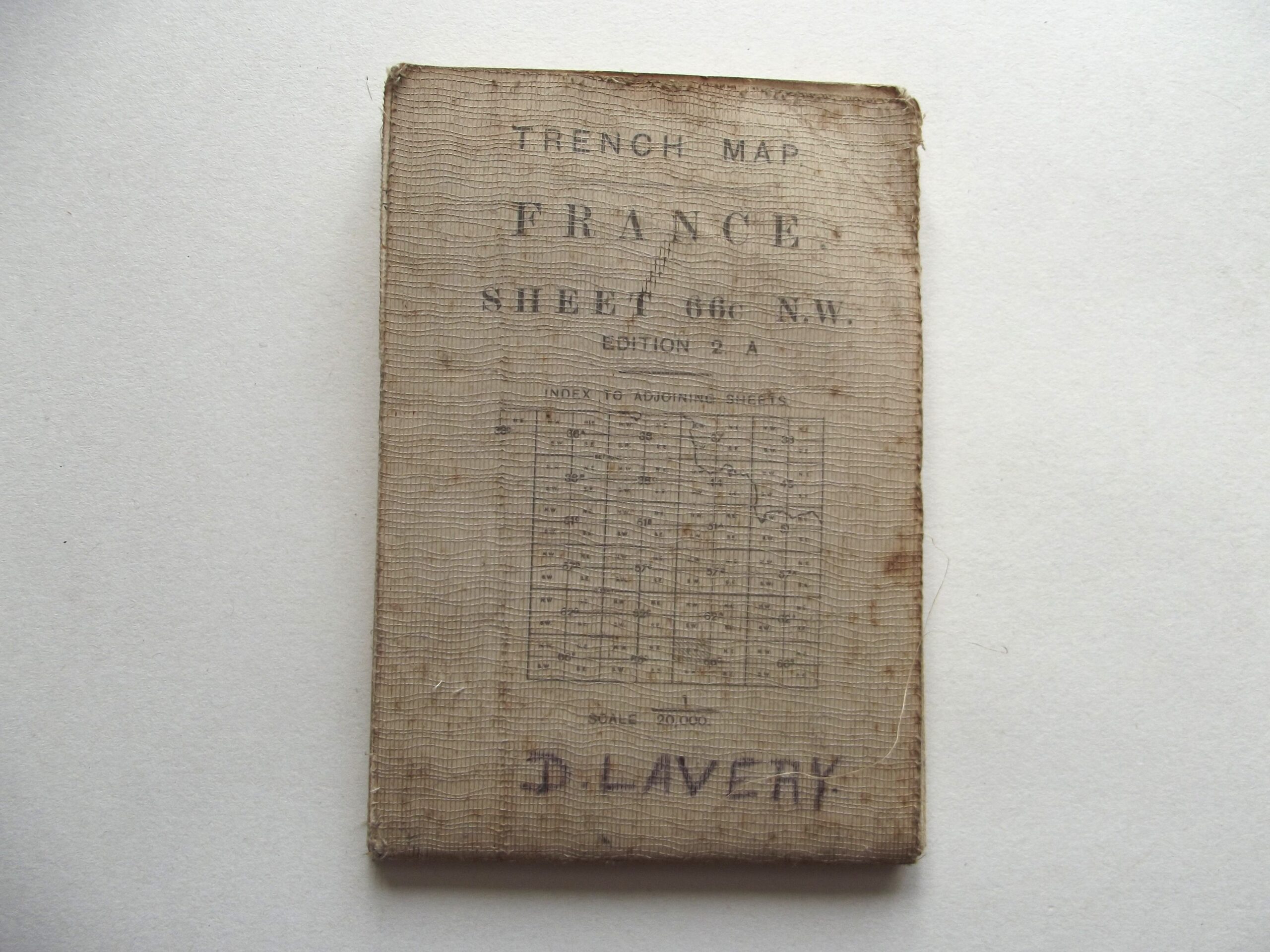 WW1 CLOTH BACKED TRENCH MAP OF FRANCE SHEET 66C N.W EDITION 2A DATED 1917