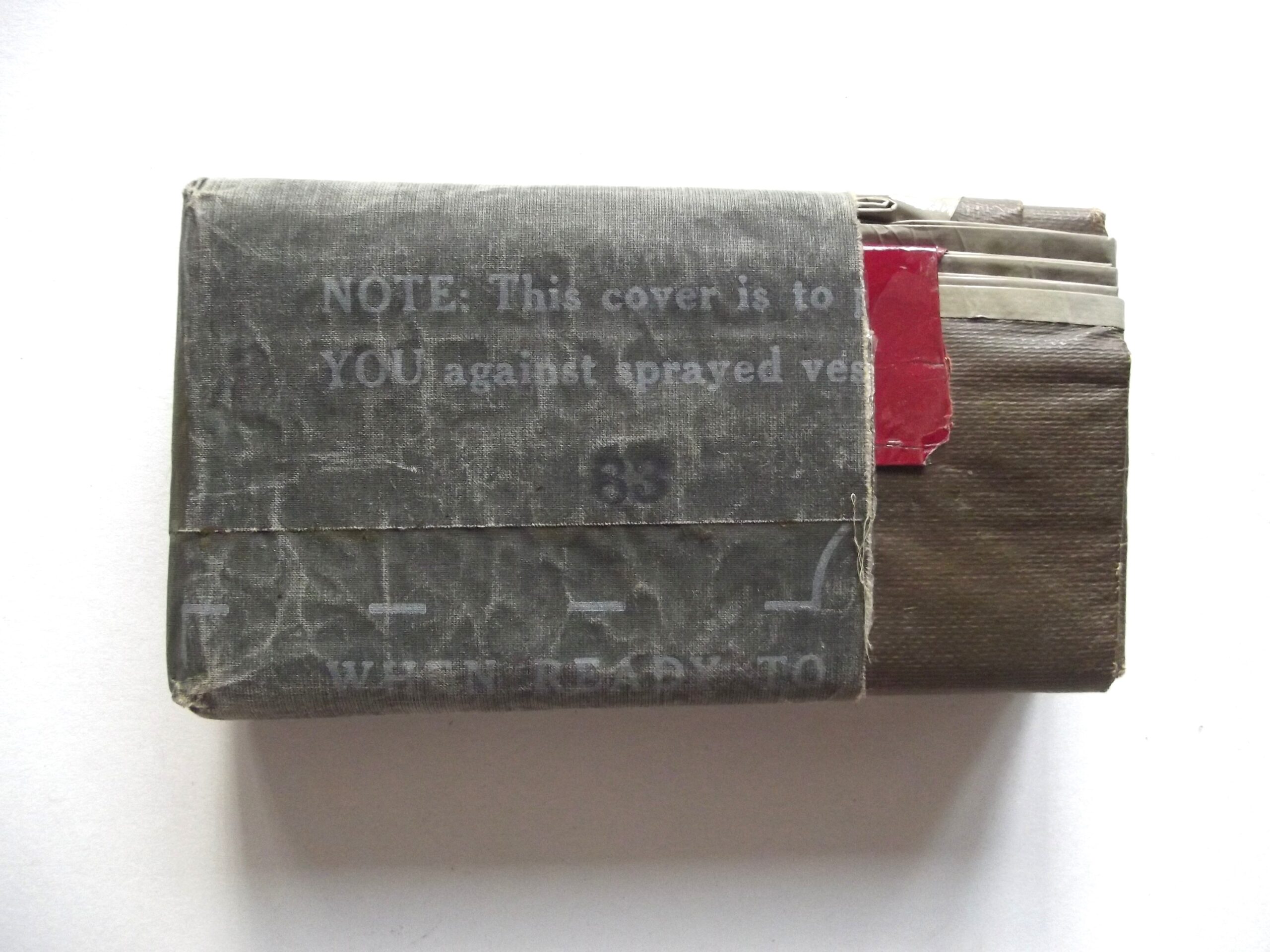 WW2 AMERICAN CHEMICAL WARFARE PROTECTIVE COVER DATED 1944