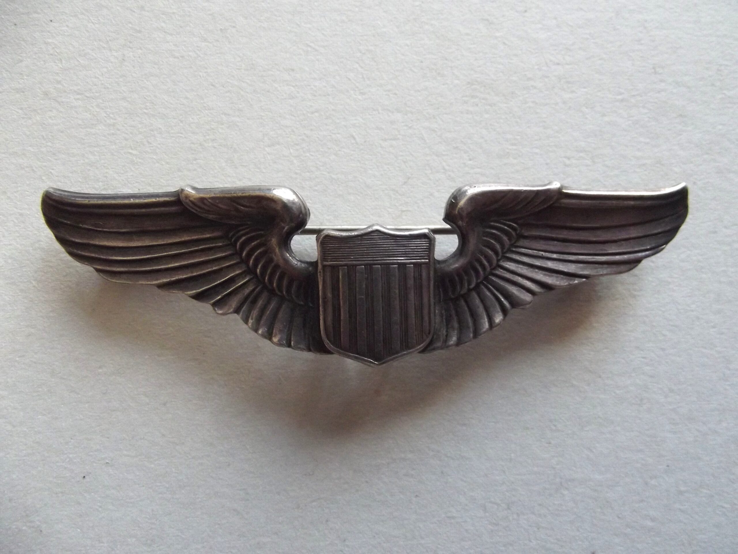 WW2 AMERICAN U.S.A.A.F PILOTS STERLING SILVER WING BADGE