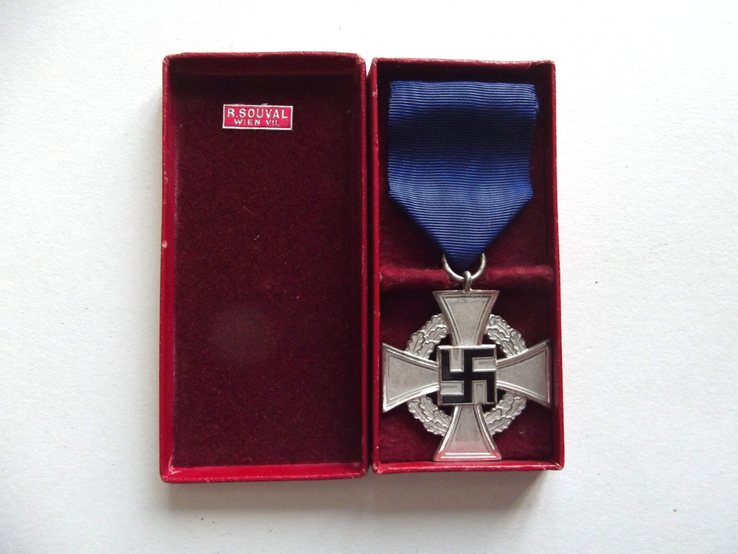 GERMAN 25 YEAR SERVICE MEDAL CASED R.SOUVAL