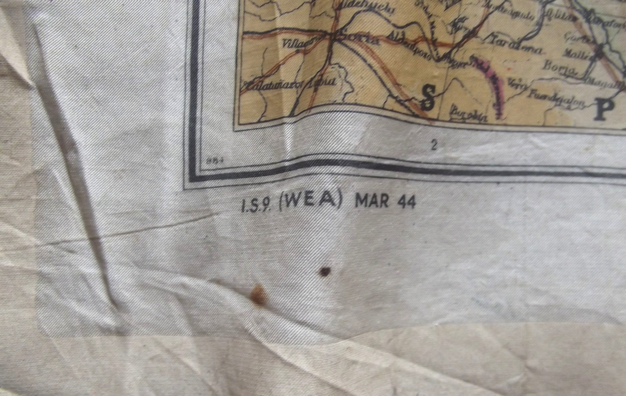 WW2 R.A.F , S.O.E , SPECIAL FORCES SILK ESCAPE MAP MARCH 1944