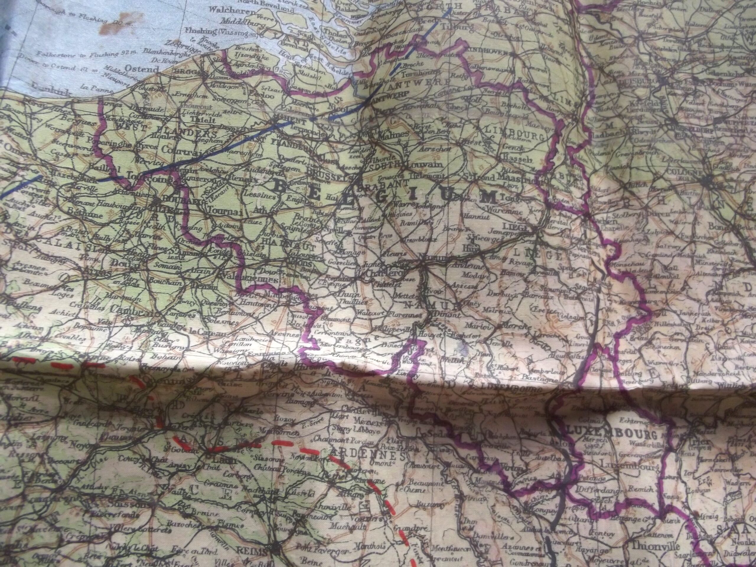 WW2 R.A.F , S.O.E , SPECIAL FORCES SILK ESCAPE MAP MARCH 1944