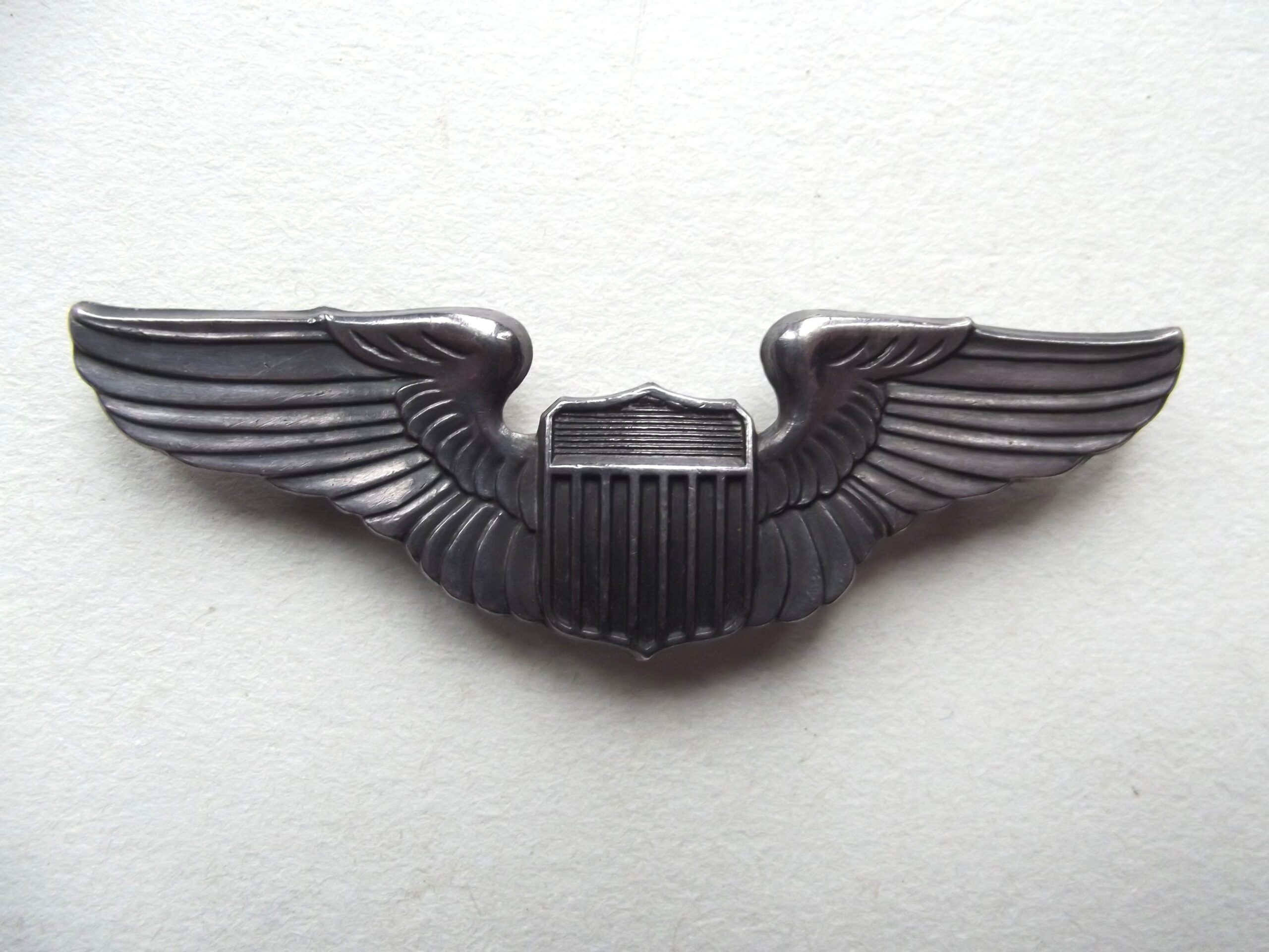 WW2 AMERICAN U.S.A.A.F PILOTS STERLING SILVER WING BADGE